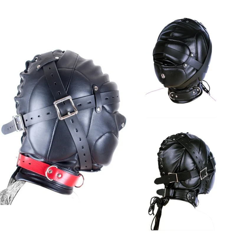 

Супер мужские сексуальные головные уборы на Хэллоуин, кожаные вечерние маски из искусственной кожи, аксессуары, полное покрытие, маски с капюшоном, ролевая игра, чехол для лица для взрослых