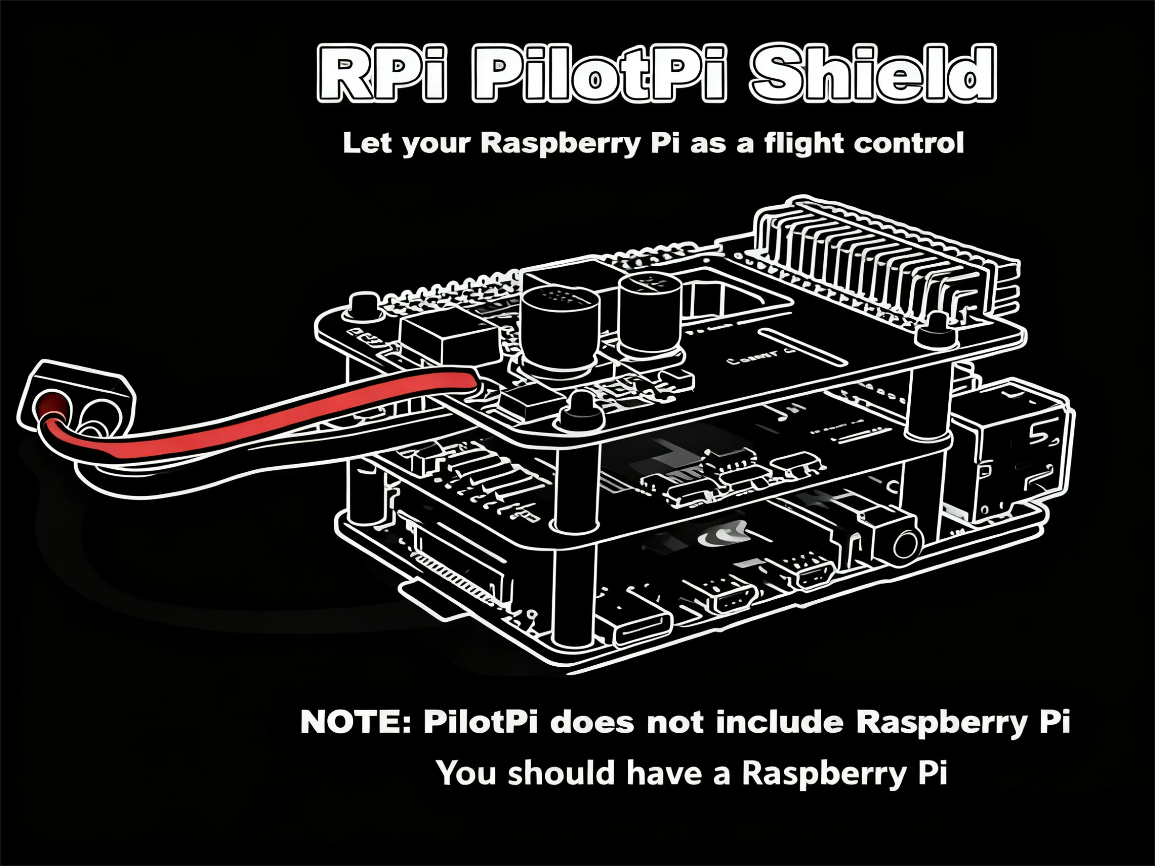 RPi PilotPi Shield Pixhawk Controllo di volo PX4 Sensore firmware e alimentazione con Raspberry Pi OS PIX Pilota automatico a 32 bit Aereo da elicottero