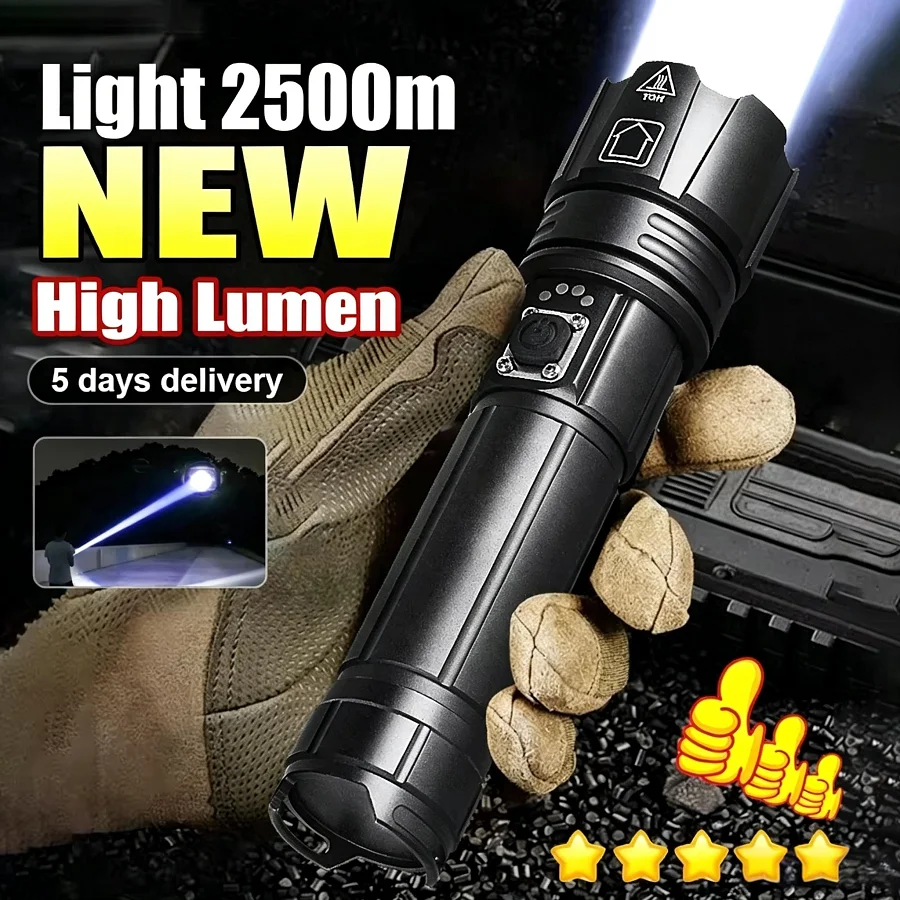 Most Powerful LED Flashlight Rechargeable Torch Lighting 2500M Tactical Lantern Ultra Powerful Flashlight With Usb Charging