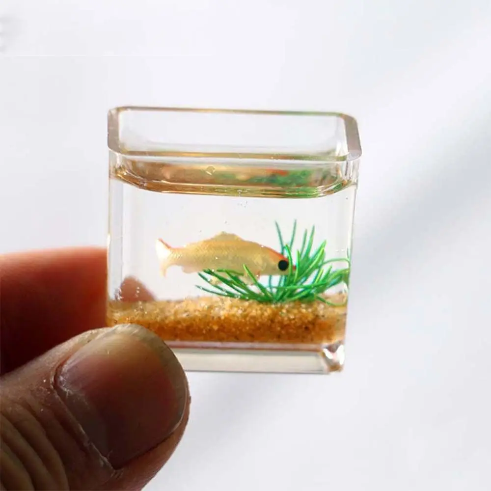 Accessoires de meubles, modèle de scène, jouet de simulation, bol à poisson Miniature, aquarium en verre, modèle d'aquarium Miniature pour maison de poupée