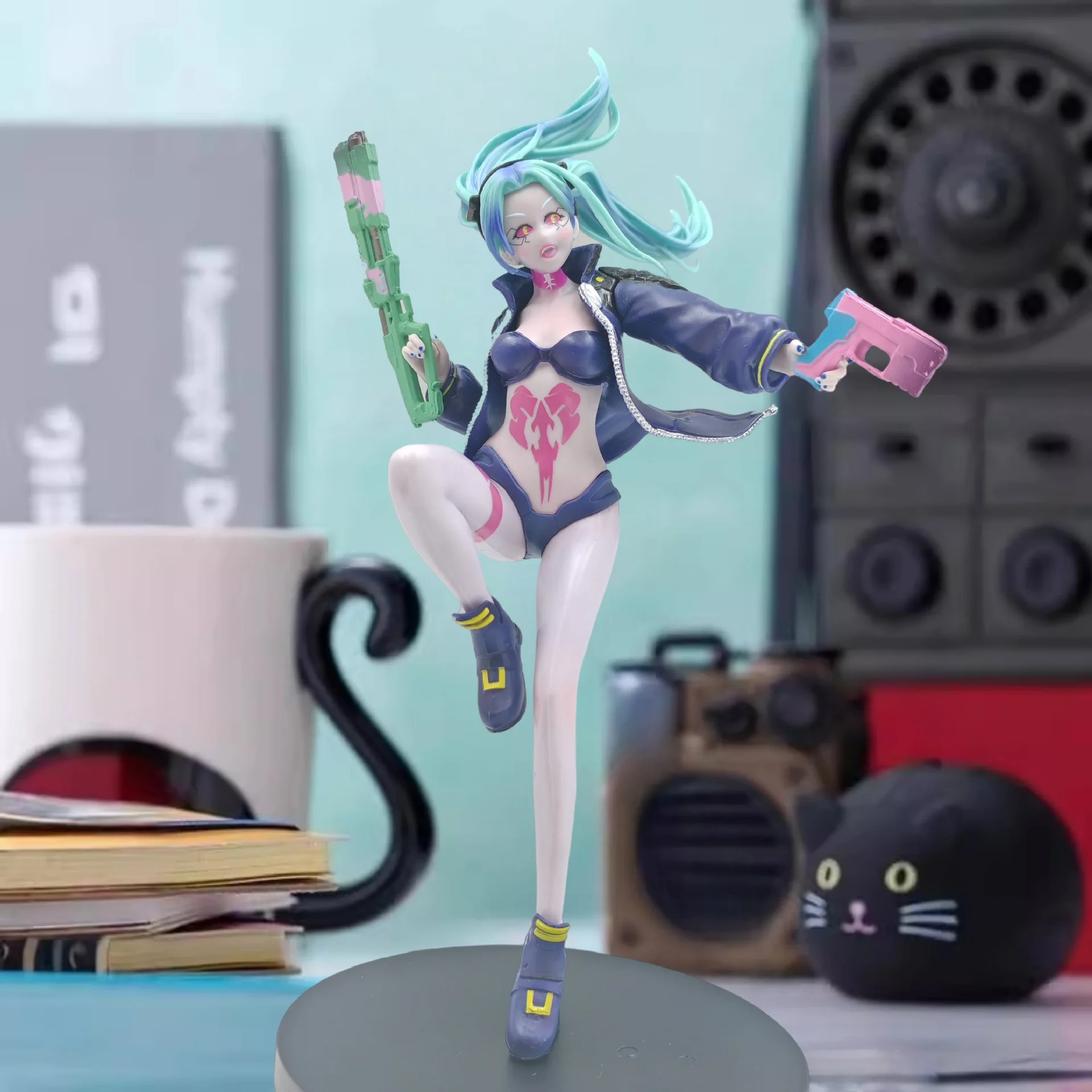 

23cm Anime Game Edgerunners Figure Rebecca Figurine Stand Raise The Gun Anime Figure Model Statue Doll Collection Toy Kid Gift