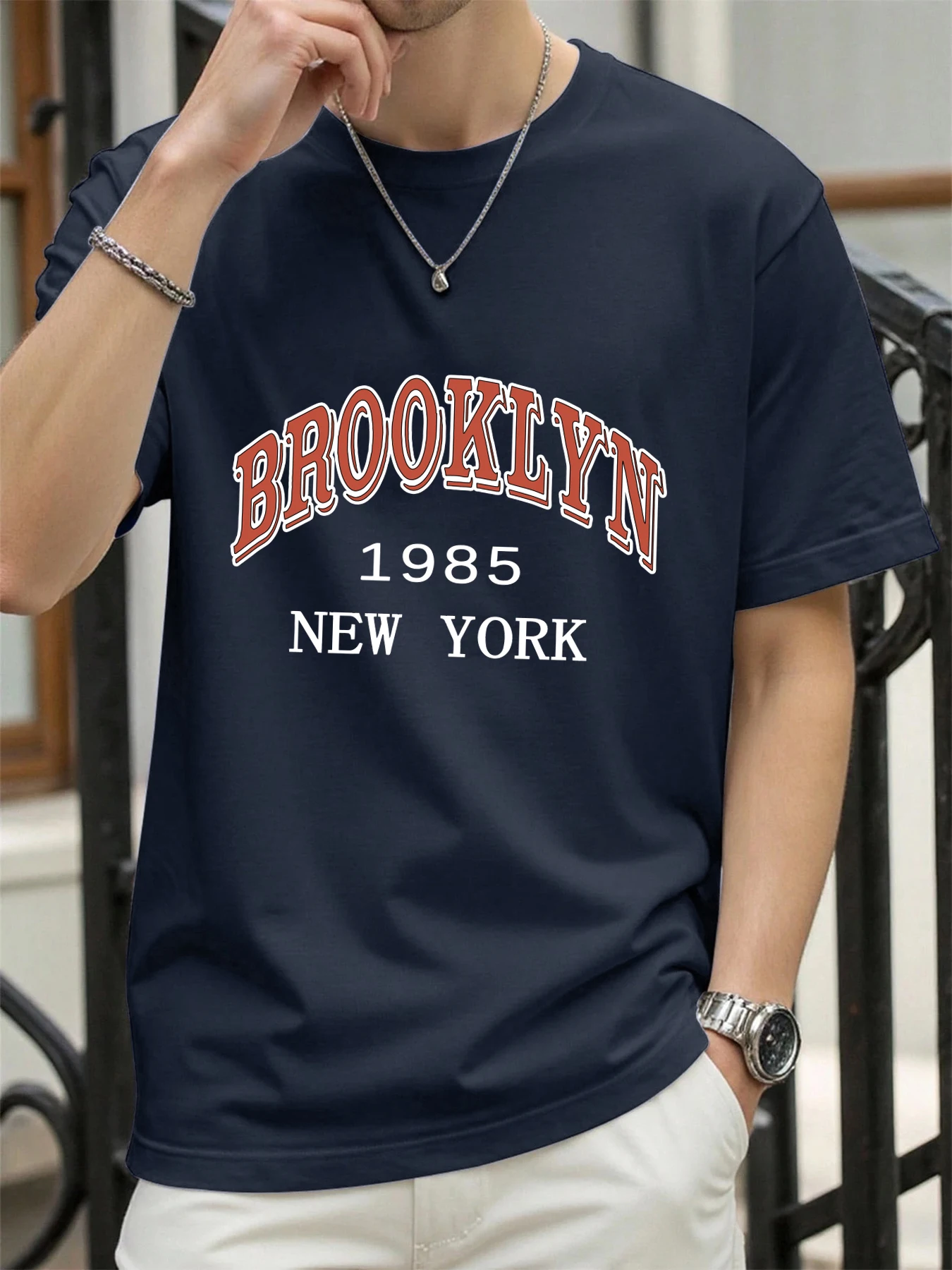 New York 1985 Brooklyn Design T-Shirts, O-Ausschnitt, lockere Kurzarm, trendige Baumwolle, Sportbekleidung, Unisex, bequemes Sommer-T-Shirt