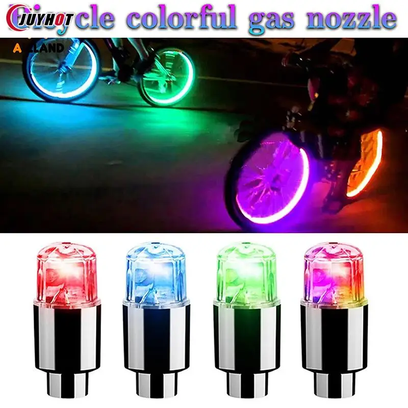 Neon Bicycle Valve Lamp Car Motorcycle Color Cool LED Wheel Tire Light Bike Valve Caps Skull Gem Flash Hot Wheels Spoke Light