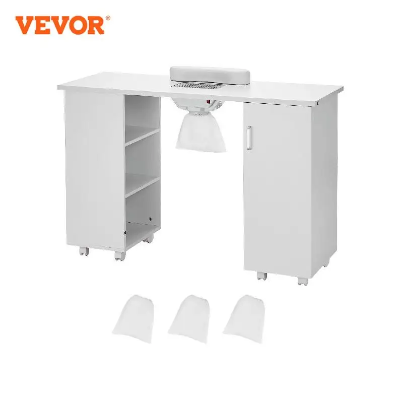 

VEVOR Manicure Table Nail Table Station with Electric Dust Collector Moveable with Dust Bag Wrist Rest for Spa Beauty Salon