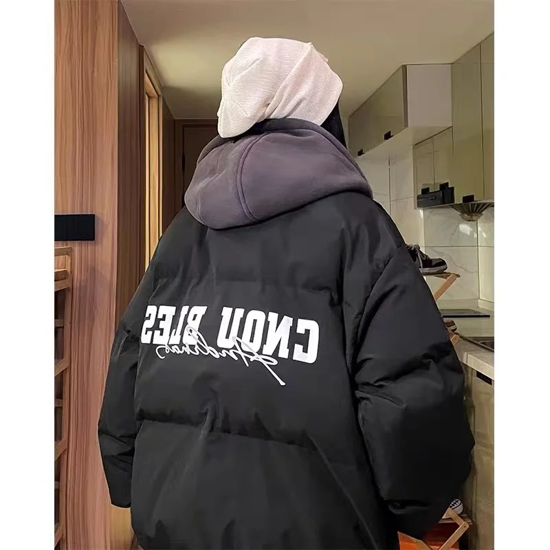 Women Black Down Jacket Coat Letter Fashion Hooded Streetwear Windproof Thicken Duck Down Feather Female Puffer Winter Outwear