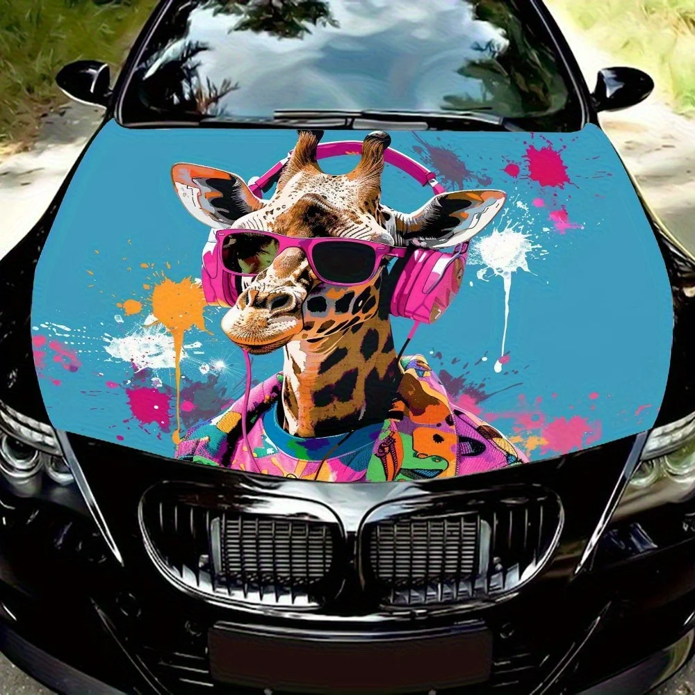

Fashion Giraffe Car Hood Decal - Durable PVC Vinyl Wrap For Most Vehicles, Automotive Exterior Accessory | Waterproof And Scratc