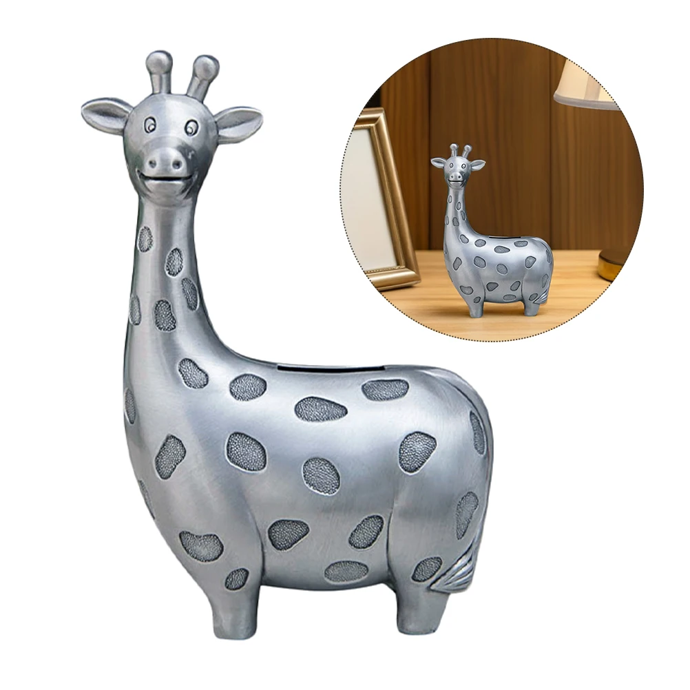 

Retro Giraffe Piggy Bank Unique Animal Savings Jar Decorative Alloy Metal Coins Storage Container For Christmas Party Home Decor