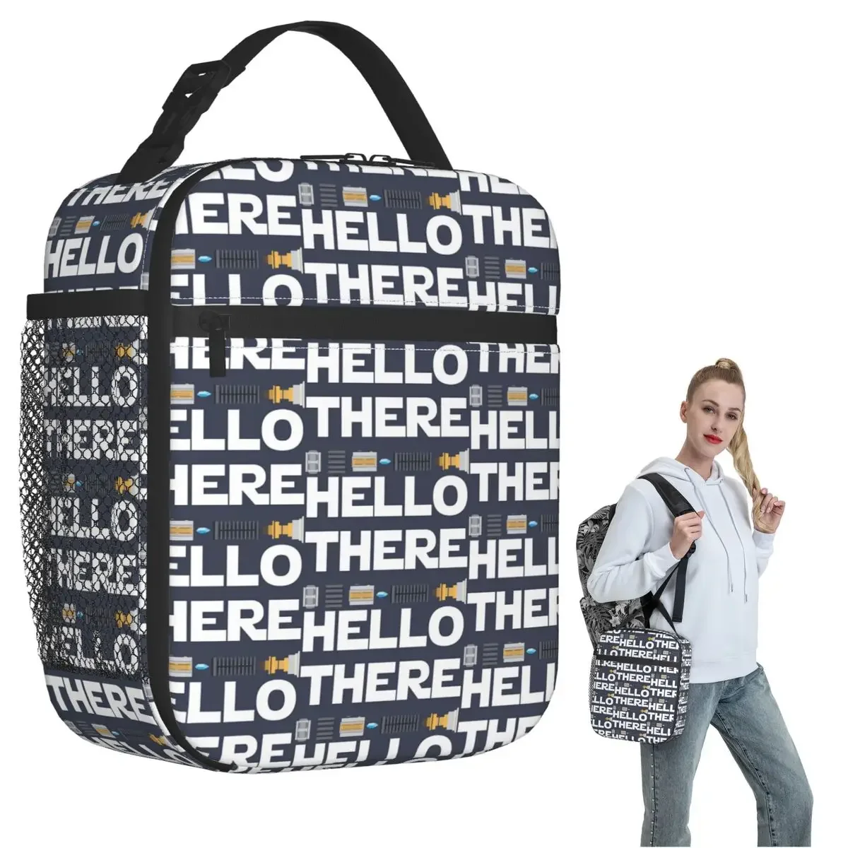Hello There Insulated Lunch Bag for Women Kids Portable Food Boxes Thermal Lunch Box Tote