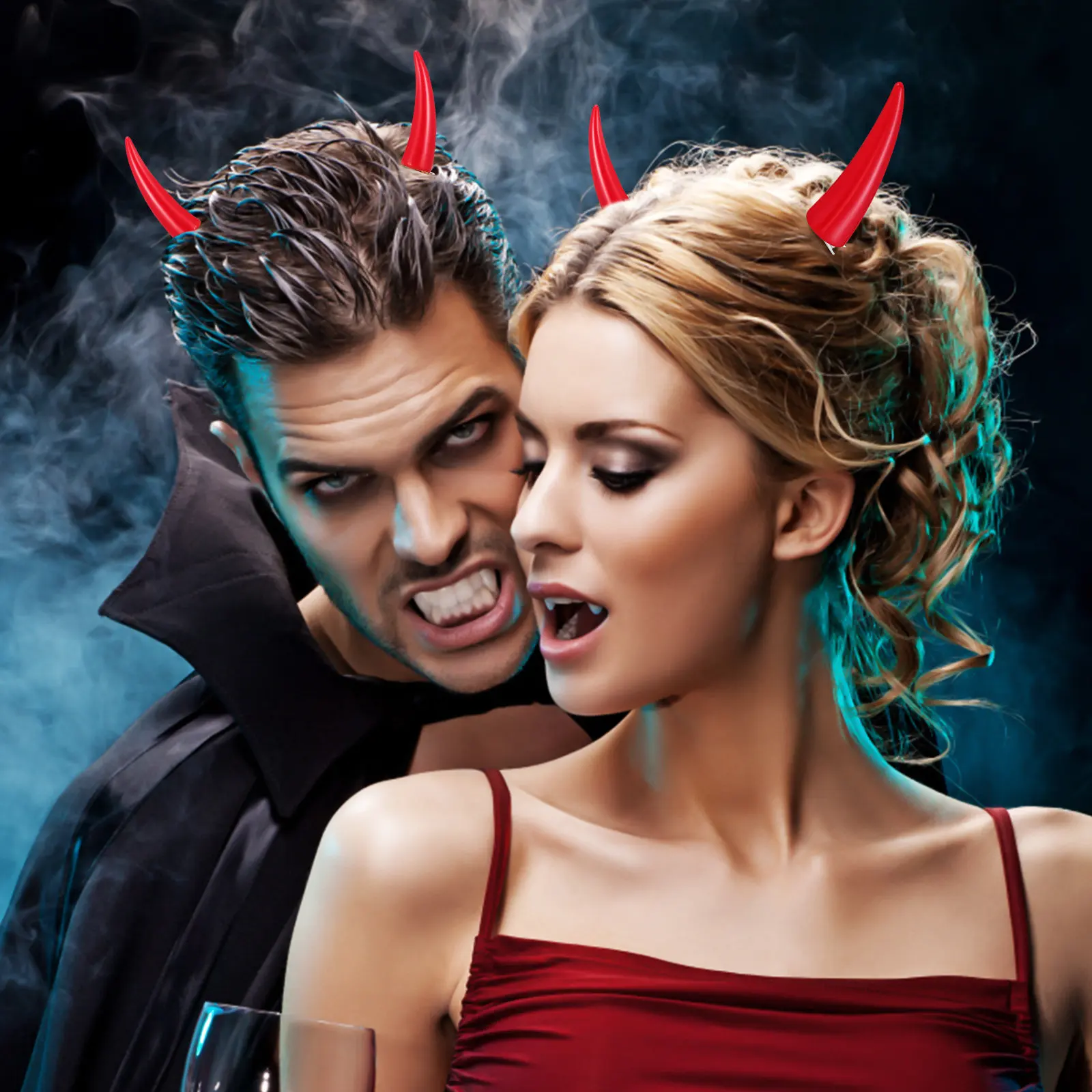 

2 шт. заколки для волос в виде рожек демона, красные, для косплея, реквизит для вечеринки на Хэллоуин, маленькие заколки-крокодилы, аксессуары для волос в стиле демона