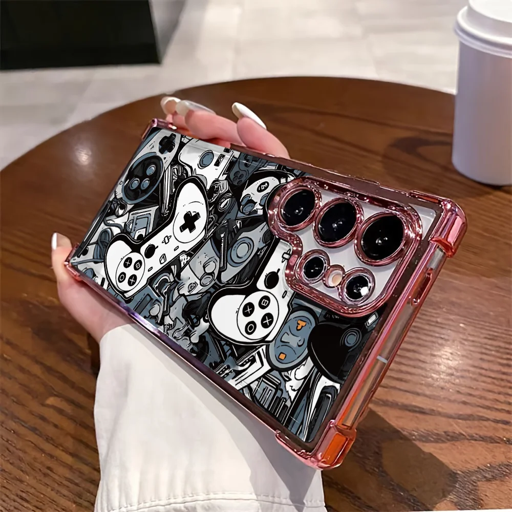 تصميم وحدة تحكم باللونين الأبيض والأسود متوافق مع iPhone 17 16 15 14 13 12 11 Pro Max Plus يتميز بتصميم أنيق ومبتكر