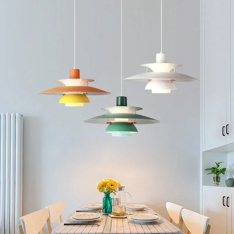 Nordic LED Colorful Umbrella Pendant Light Nordic ChandeliersDinging Room Table Bar  Hanging Lamp Restaurant Lighting Fixtures