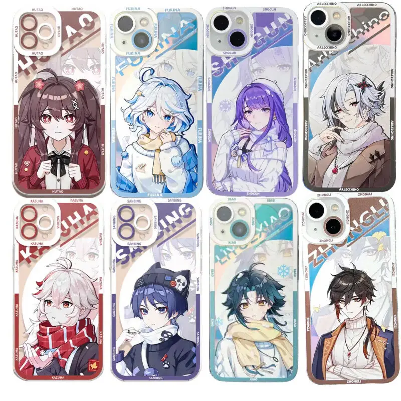 Genshin Impact Furina ZhongLi Phone Case for IPhone 16 Pro Max 15 14 13 12 11 Pro Max 15 16 Plus 13 12 Mini Arlecchino TPU Cover