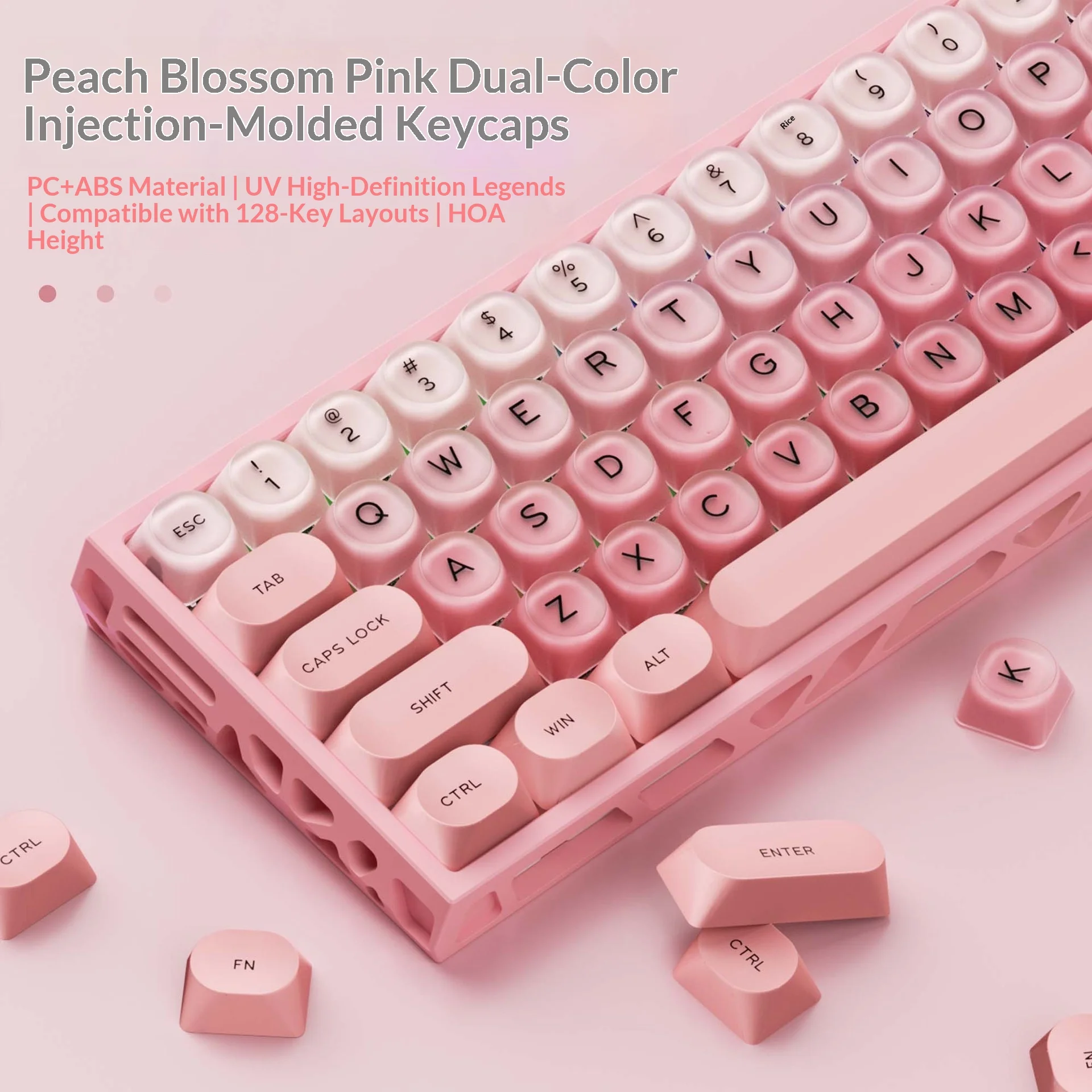 KUXM Foundation Theme Double-layer Jelly Keycaps, HOA Profile, 128 Keys for Mechanical Keyboard DIY