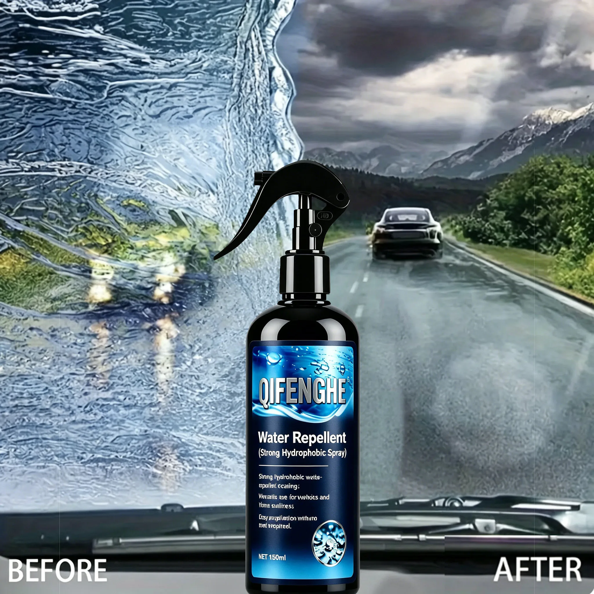 Household & Auto Shop Must-have Glass Care Liquid, Car Windscreen Anti Mist Water Repellent Spray, Powerful Oil Film Remover Rai