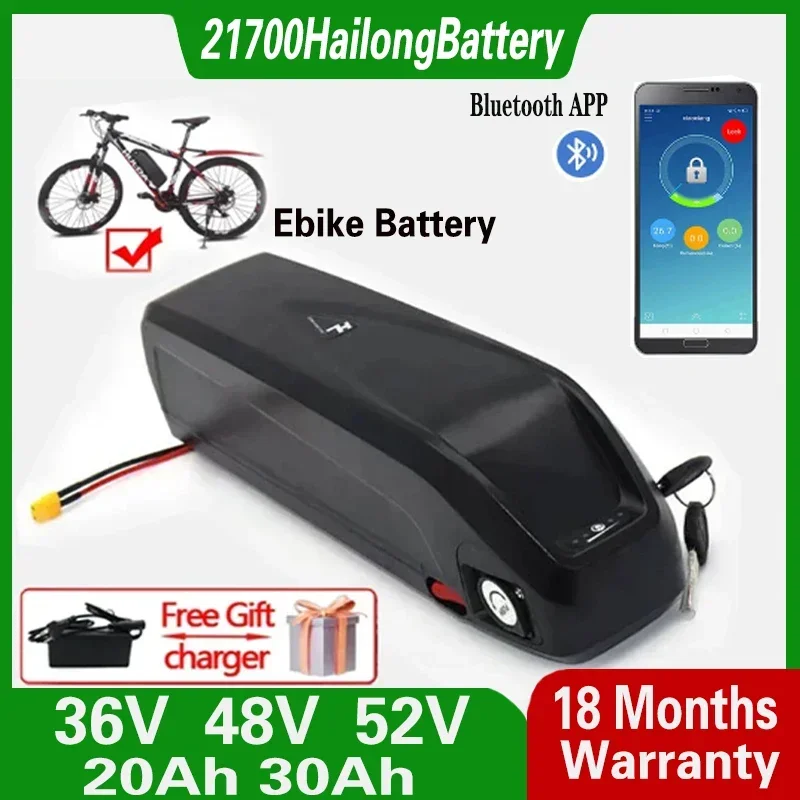 

Hailong 36V 48V 52V Electric Bike Battery 20Ah 30Ah 40Ah 18Ah Compatible with Bafang BBS02 BBS03 BBSHD Motor Ebike Battery
