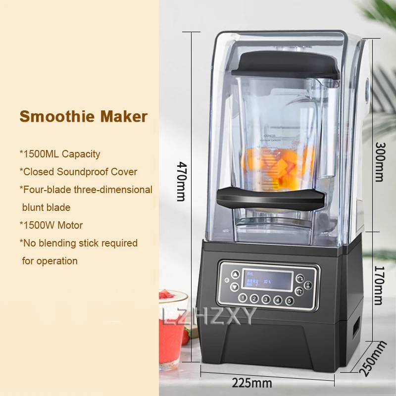 1500W Bonenmolen BY-908 High Power Commerciële Smoothie Machine 1.5L Grote Capaciteit Multifunctionele Voedselmolen