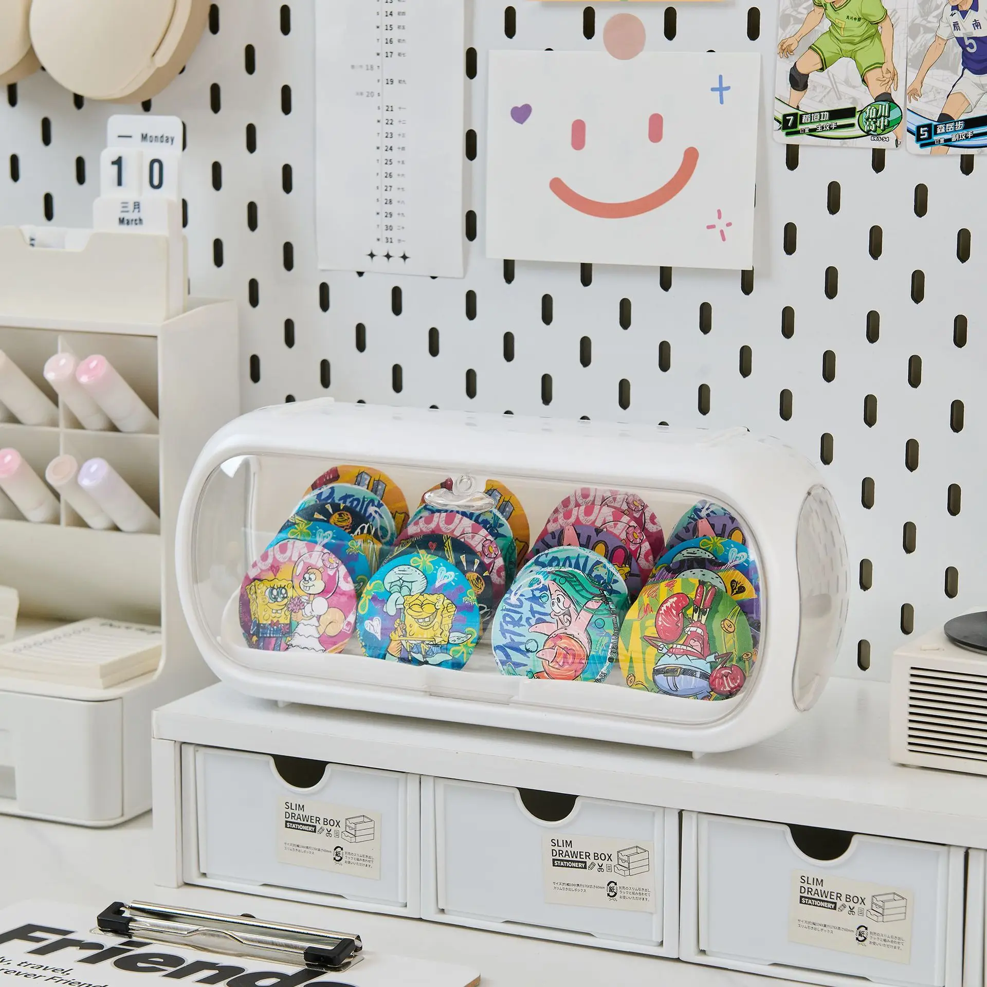 

Transparent Storage Box Badge Display Box Thickened Large Capacity Plastic Dustproof Storage Box Wall Mounted Desktop Dual-use