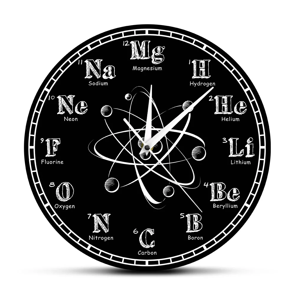 Chemical Symbols Wall Clock Periodic Table Chalkboard Chemistry Teacher’s Wall Clock Modern Wall Clock Classroom Wall Art Decor