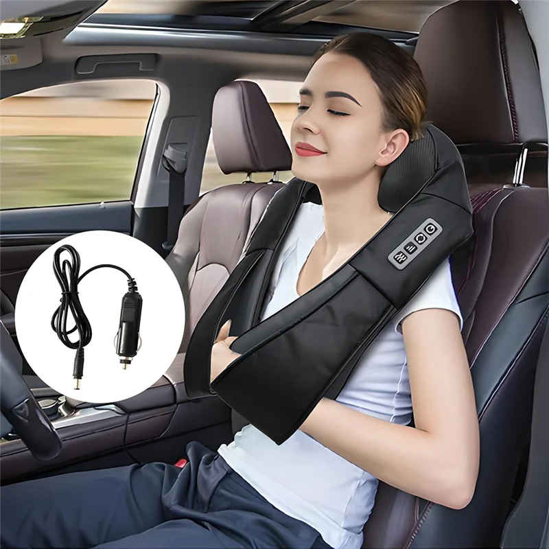 

75STO-массажер шиацу для шеи и плеч и спины с подогревом, электрический массажер для разминания глубоких тканей, накидка для домашнего использования, вилка европейского стандарта