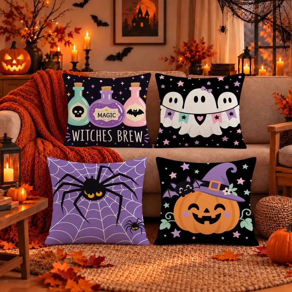 Art Magical Halloween Cushion Cover Dark Gothic Plush Pillow Covers for Sofa Bedroom Home Decor