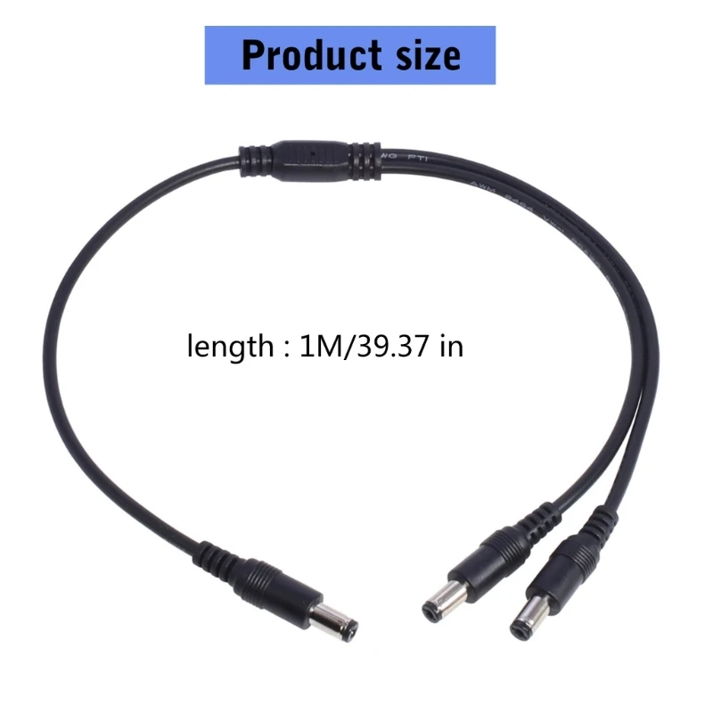 5.5mmx2.1mm Power Supply Splitter Cable Cord, Y Splitter Adapter Wire,2 Way