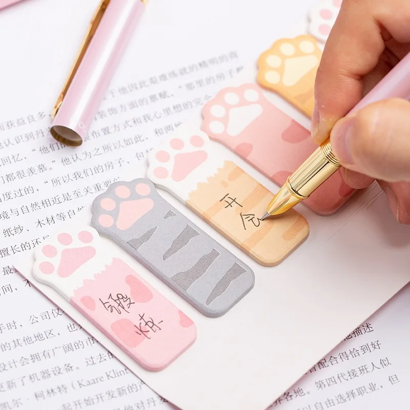 8Pcs/Set Kids Girl Pink Cat Paw Stationery Set Gel Pen Correction Tape Memo Pads Eraser Knife Set