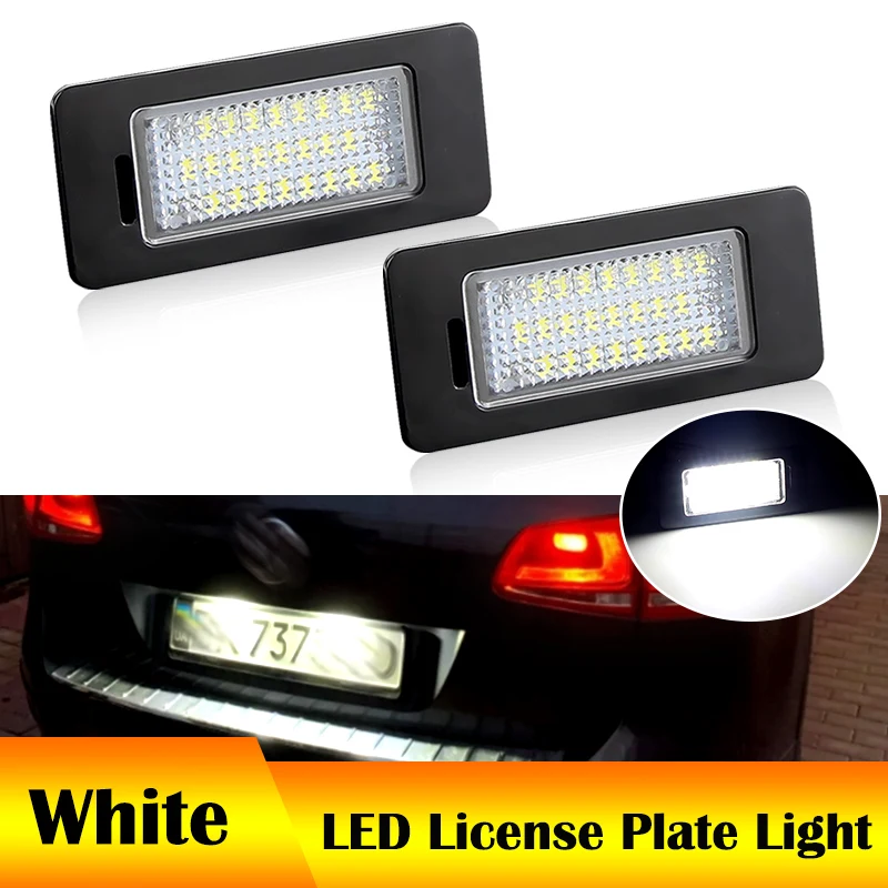 2Pcs LED License Number Plate Light Lamp For VW Golf Estate Jetta Passat B6 B7 Audi A1 A3/S3 A4/S4 A6/S6 Seat Skoda