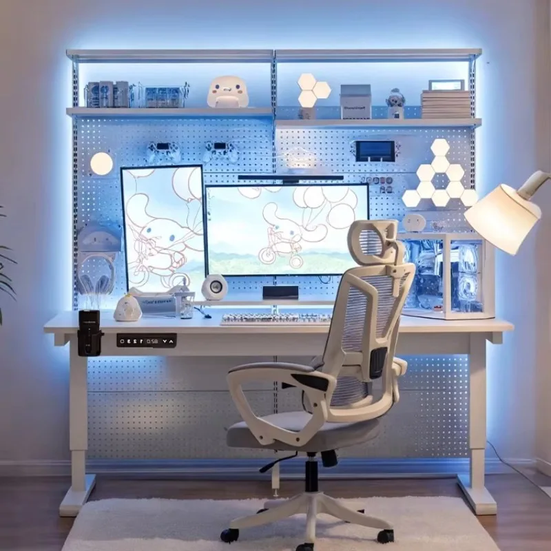 

Hole board computer desk, desktop household electric lifting table
