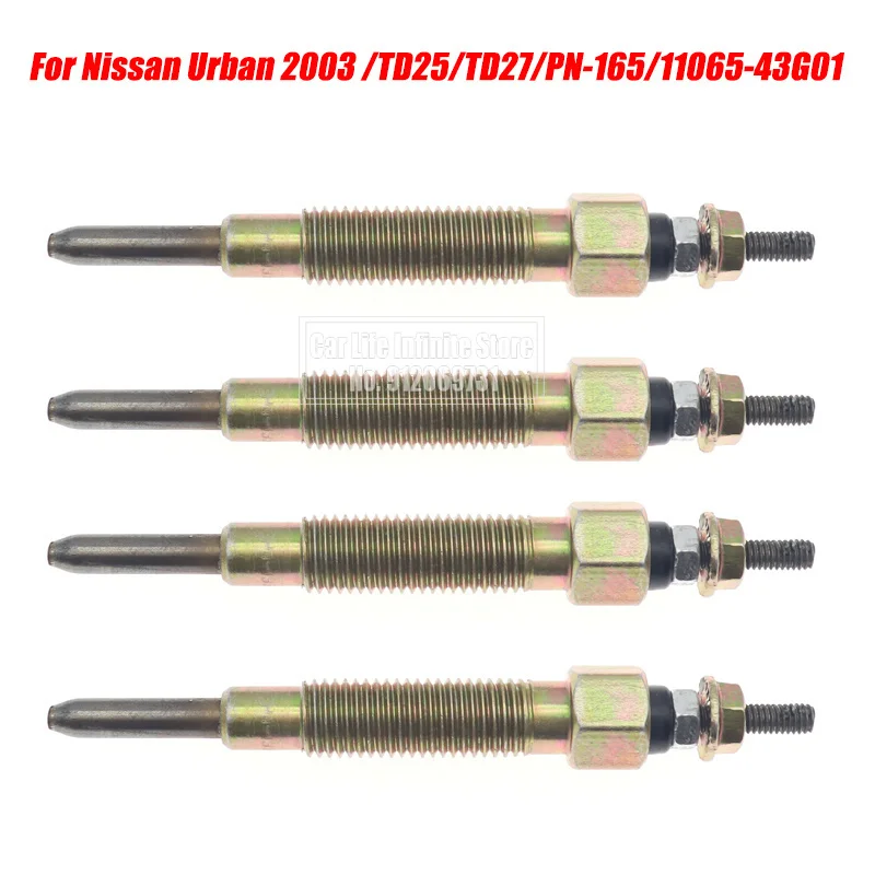 4Pcs Dual Core Diesel Heater Glow Plugs For Nissan Urban 2003 /TD25/TD27/PN-165/11065-43G01 Modification Accessories