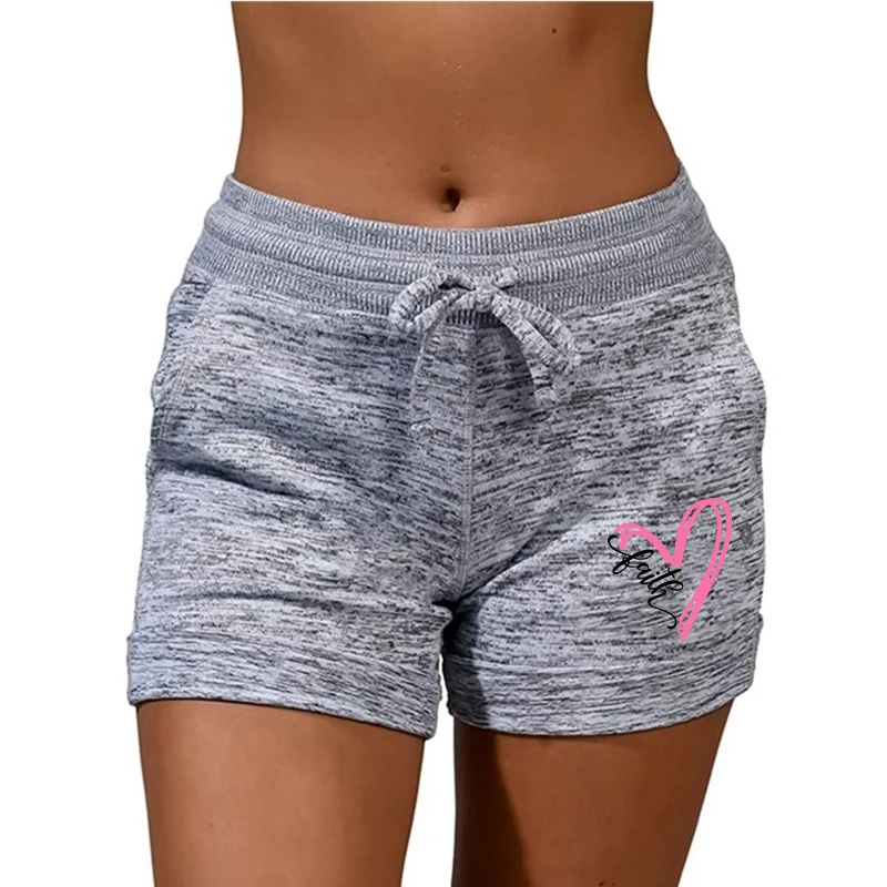 Verão Womens Envergamento de secagem rápida Shorts Yoga Pants Casual Sports cintura alta Drawstring Stretch Shorts Fitness