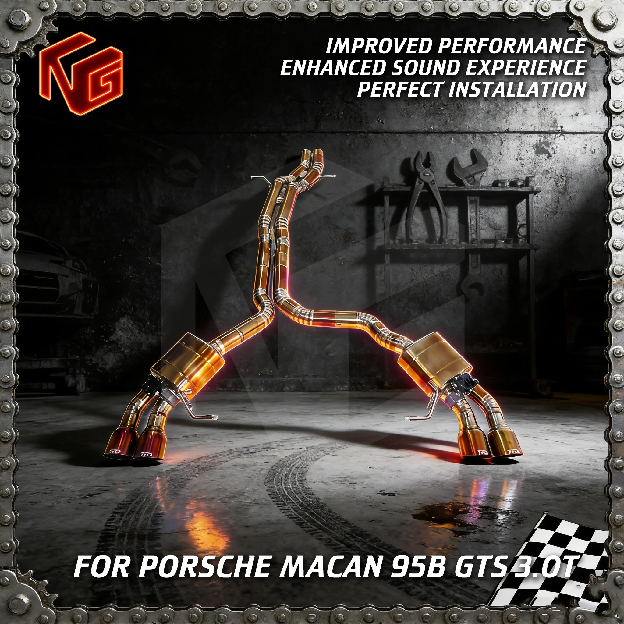 

for Porsche Macan 95B GTS 3.0T High flow Performance Muffler System ING Electric Remote Valve Exhaust Titanium Alloy Catback