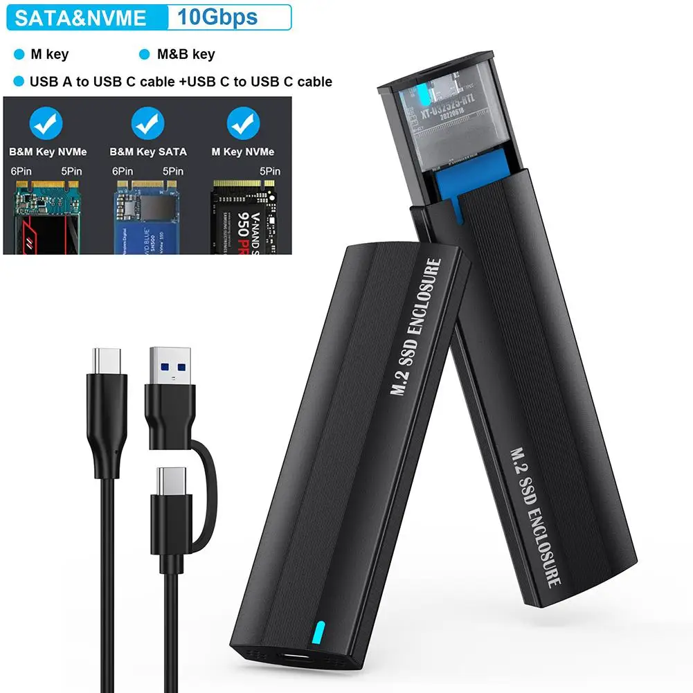 Алюминиевый корпус M.2 для USB NVMe SATA SSD, корпус для чтения твердотельных дисков USB3.1 TypeC M2 SSD, корпус Gen2 10 Гбит/с для ПК L Y9P0