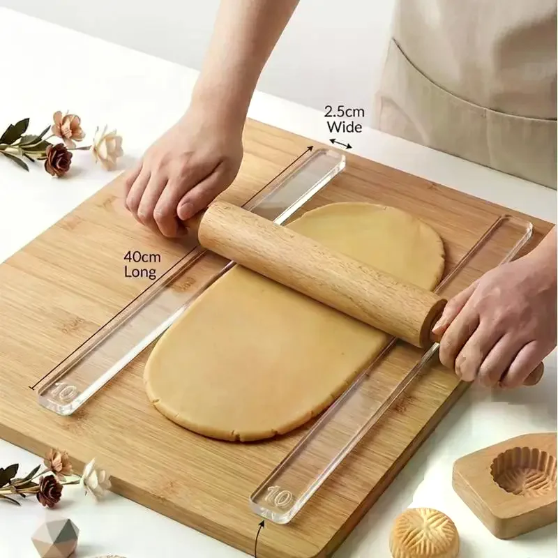 Acrylic Thickness Ruler: 2Pcs 2-5mm Rolling Pin Guide Cookie Fondant Maamoul Polymer Clay Pottery Baking