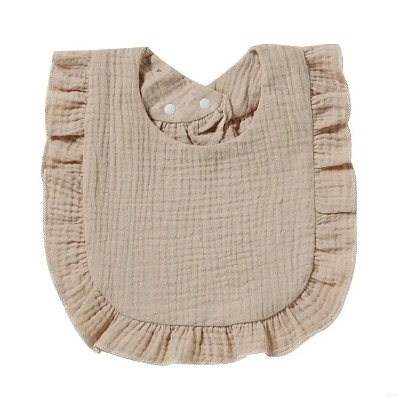 K92D Feeding Bib Baby Burp Cloth Ruffle Bib for 0-12M Infant Gender Neutral Soft Spun Cotton Large Drooling Bib for Newborns