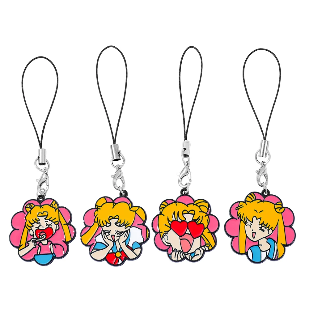 

Набор из 4 брелоков «Сейлор Мун» для косплея, унисекс, милые брелоки-подвески для ключей, телефона, сумки, аксессуары, реквизит