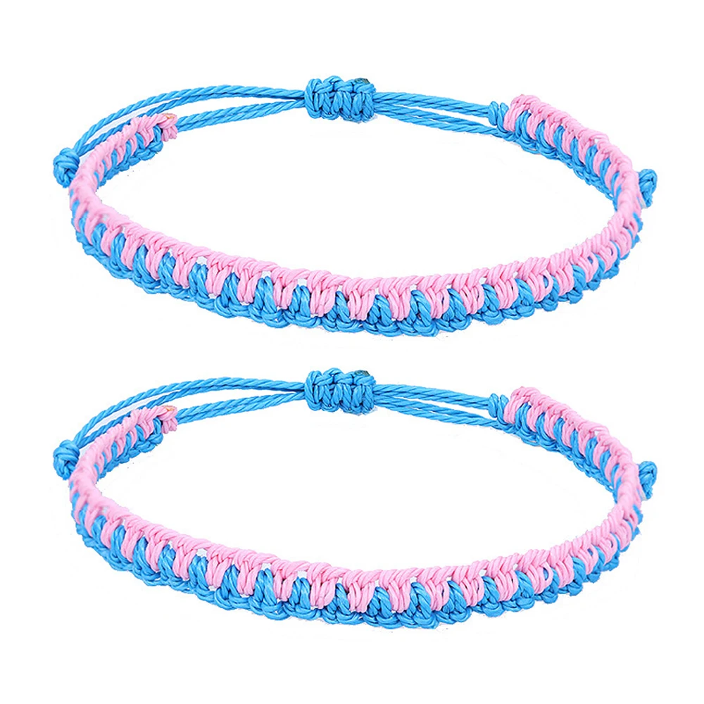 2Pcs/Pack Rainbow  Braided Bracelet for Women Men Lesbian Gay Bisexual Adjustable Lightweight Stackable Bracelets Charm Jewelry