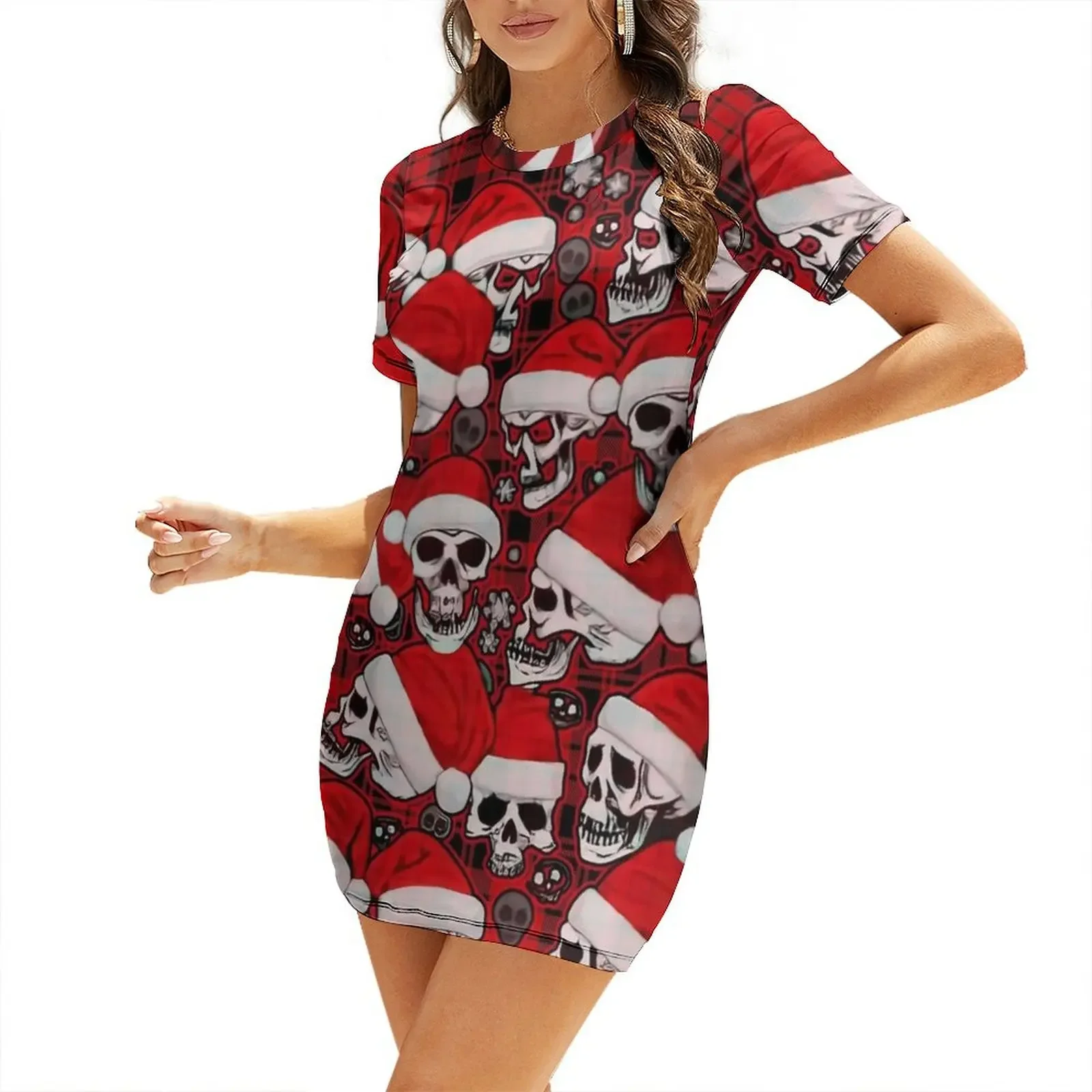 

Christmas Skulls Short-Sleeved Dress Woman's evening dress summer dress women 2025 Evening dresses women's dresses luxury