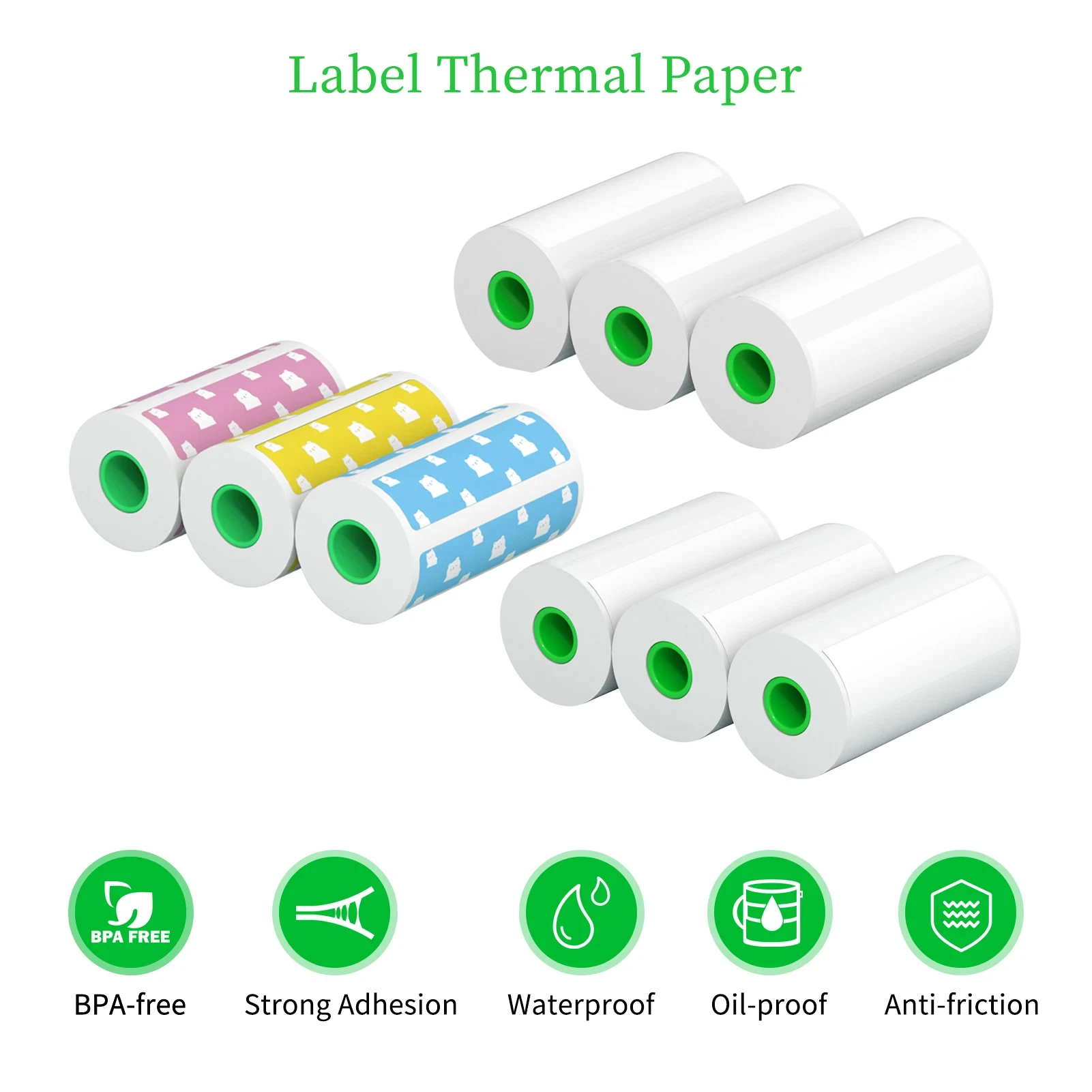 PeriPage 3 Rolls Label Paper Sticker Self-Adhesive Waterproof Oil-proof Paper 56x30MM for Learning, Note, journal, DlY,Work