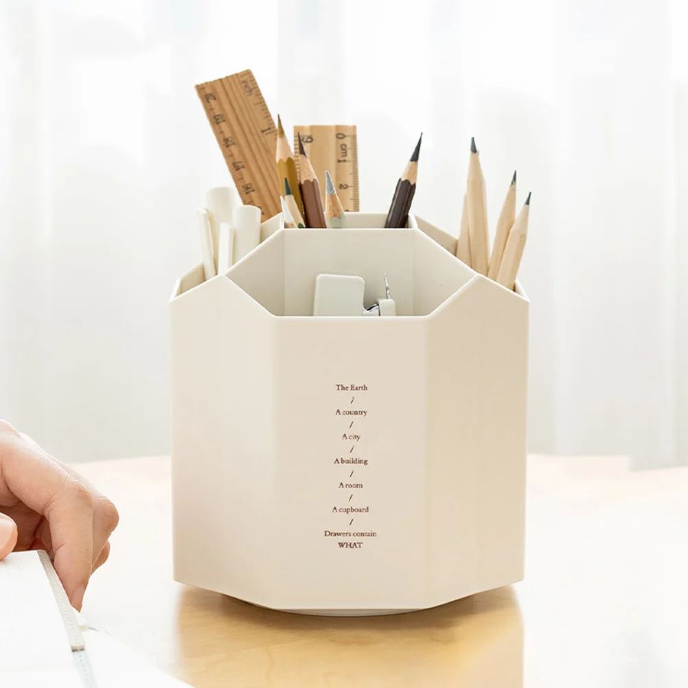 

Rotating Pen Holder Stationery Office Supplies Box Multifunctional ganizer Compartment Brush Pot Plastic Desktop Storage