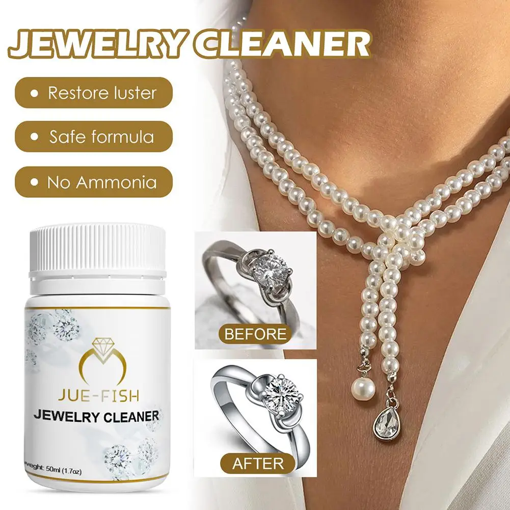 Liquid Jewelry Cleaning Agent, Remoção Colar de Diamante e Limpador, Ash Solution, Metal Rust Jewelry, Gentle Care Formula Y3P0, 50ml