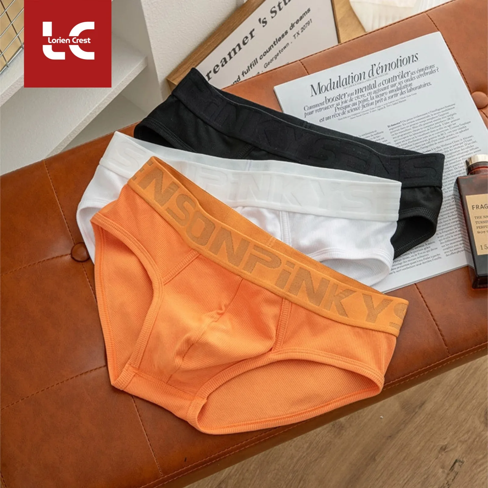 

3 шт.【LORIEN CREST】Модные мужские модные трусы с низкой талией, спортивные повседневные боксеры для мужчин