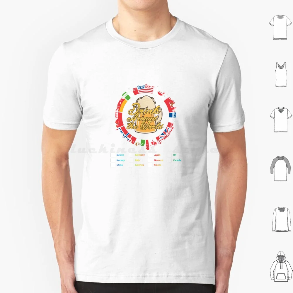 

Drink Around The World T Shirt Big Size 100% Cotton World Showcase Drink Around Mexico Norway Germany Italy America