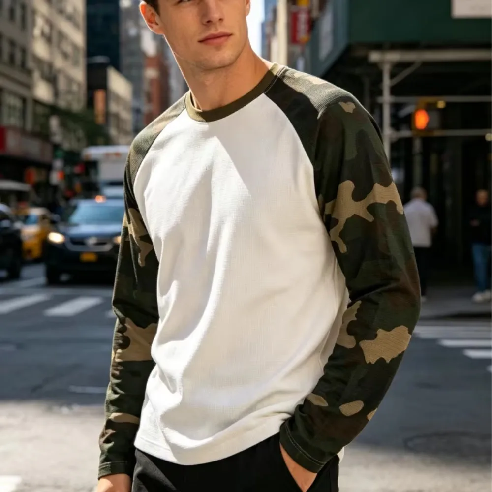 Camouflage Patterns 3D Printed Men's Long Sleeved Spring-autumn Clothing Outdoor Sports Breathable and Quick-drying Casual Tops