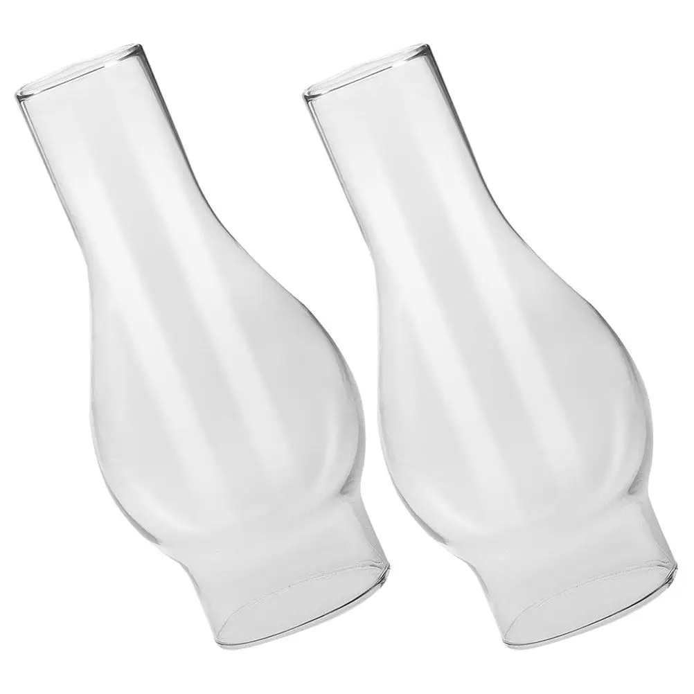 2Pcs Vintage Glass Oil Lamp Shade Retro Lamp Chimney Clear Transparent Light Shade for Coal Oil Lamps Home Decor Use
