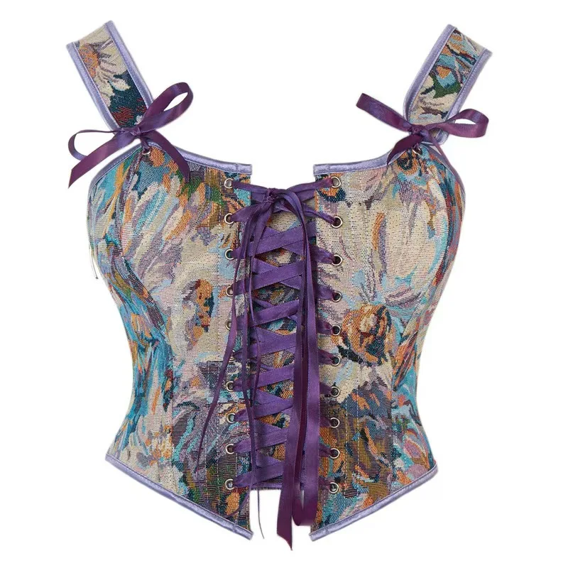 

French style corset, corset, gathered waist and chest support, palace body shaper, retro women's elegant temperament vest