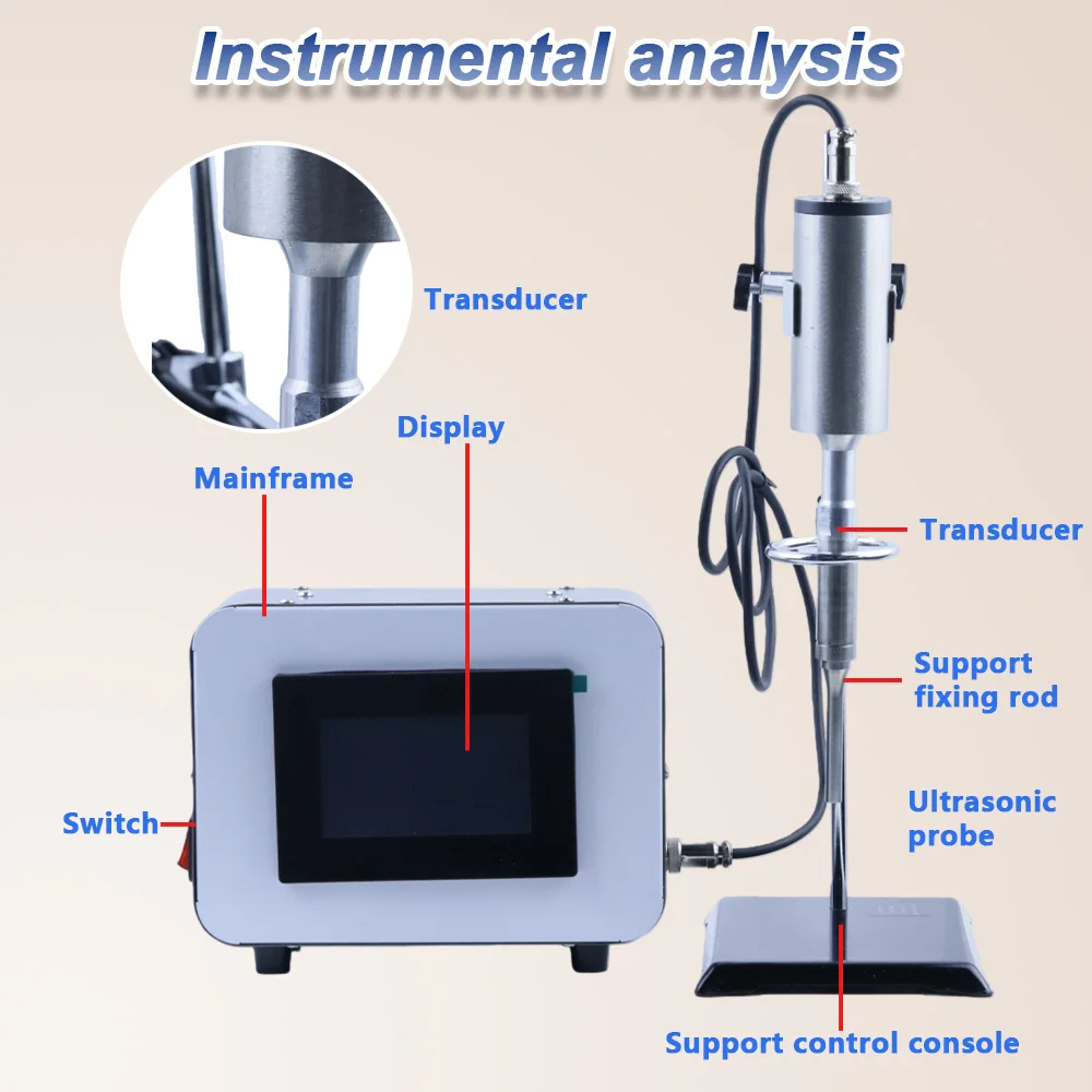 20KHZ 1000W Ultrasonic Homogenizer Cell Pulverizer Organic Matter Drug Extraction Oil Water Mix Emulsifier Nanomaterials