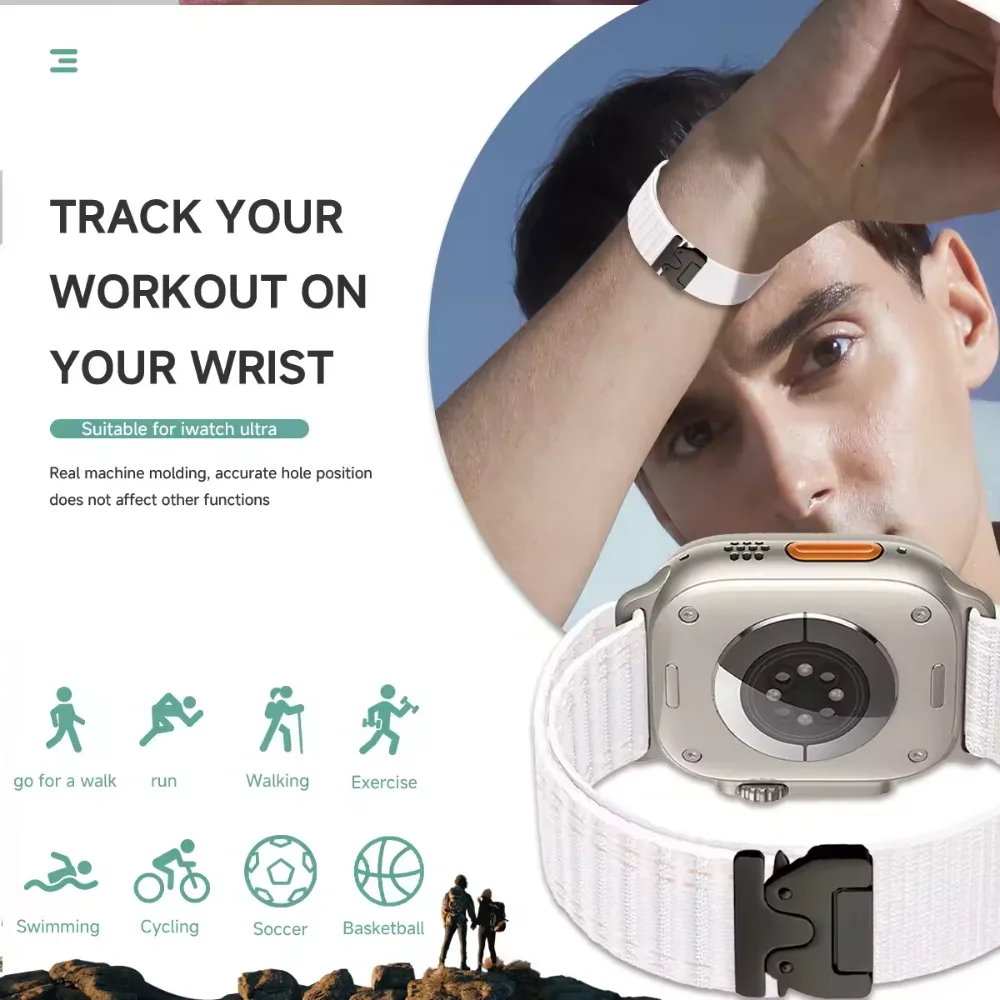 حزام نايلون مضفر لساعة أبل الترا 2 49 مللي متر 10 46 مللي متر 42 مللي متر الرياضة المظلة iWatch 9 8 7 6 5 4 SE 45 مللي متر 41 مللي متر 44 مللي متر 40 مللي متر Correa