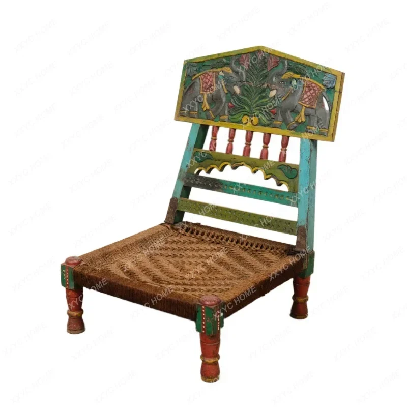 Low Chair Backrest India Imported Bohemian Features Woven Handmade Collection Antique Ethnic