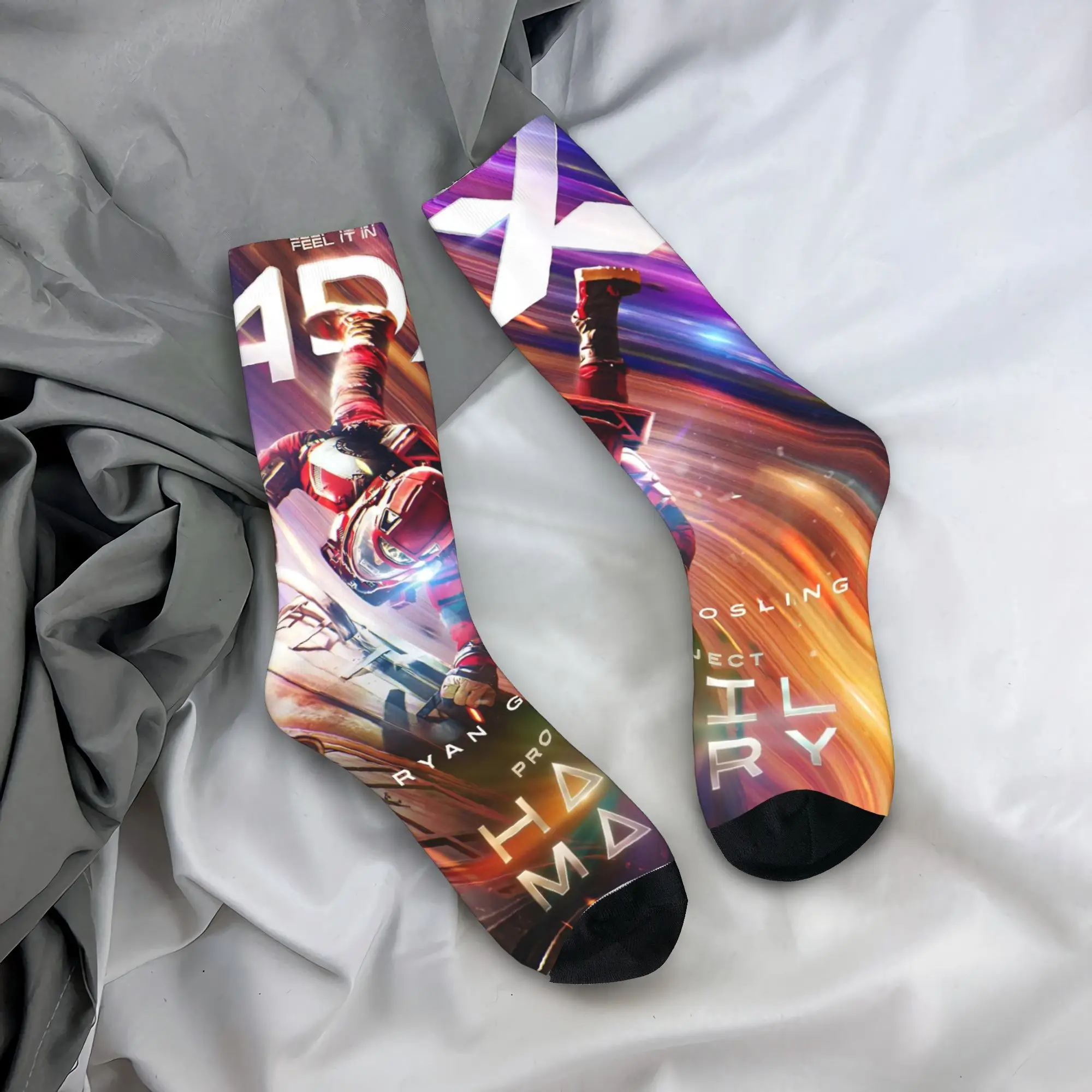 Casual Project Hail Mary Movie Basketball Socks Ryan Gosling Polyester Middle Tube Socks for Women Men Breathable
