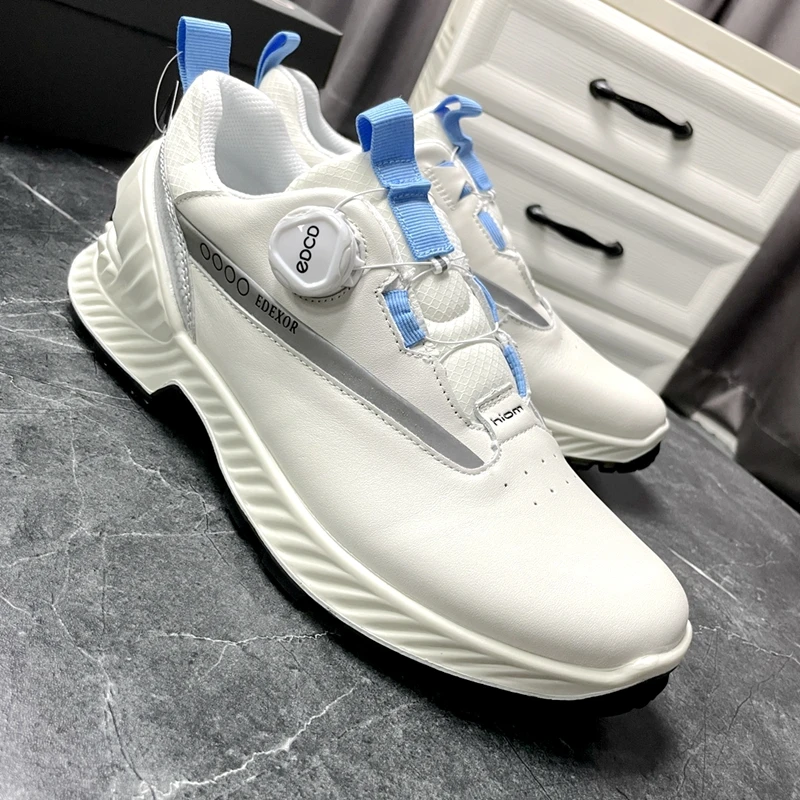 High-quality Men\'s Golf Shoes Leather Waterproof Non-slip Soft Sole Walking Shoes Outdoor Sports Leisure Sneakers